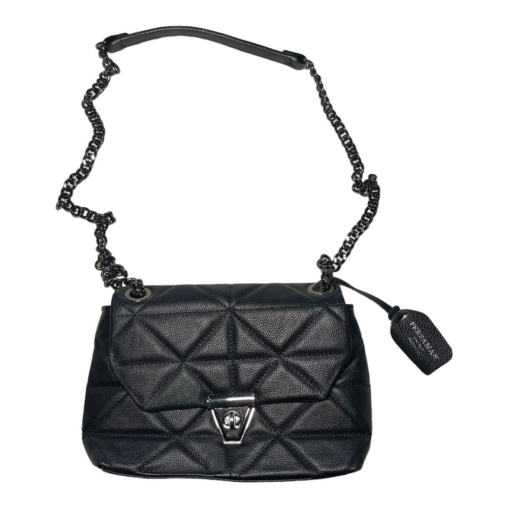PERSAMAN Handbag Womens Medium Black Quilted Shoulder Chain Strap‎ Geometric